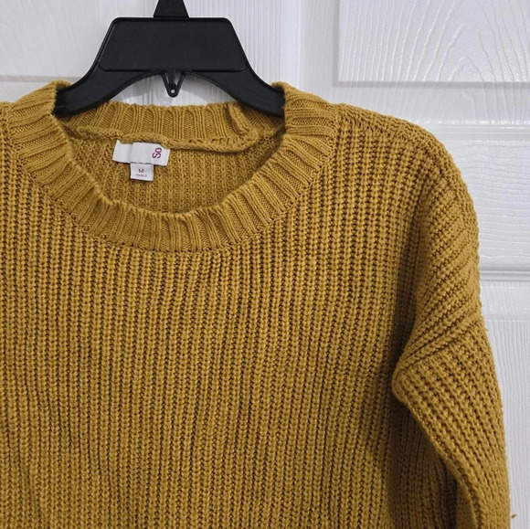 So Women's Knitted Sweater Dark Yellow Size Medium Boho Fall Winter Warm - Picture 4 of 10